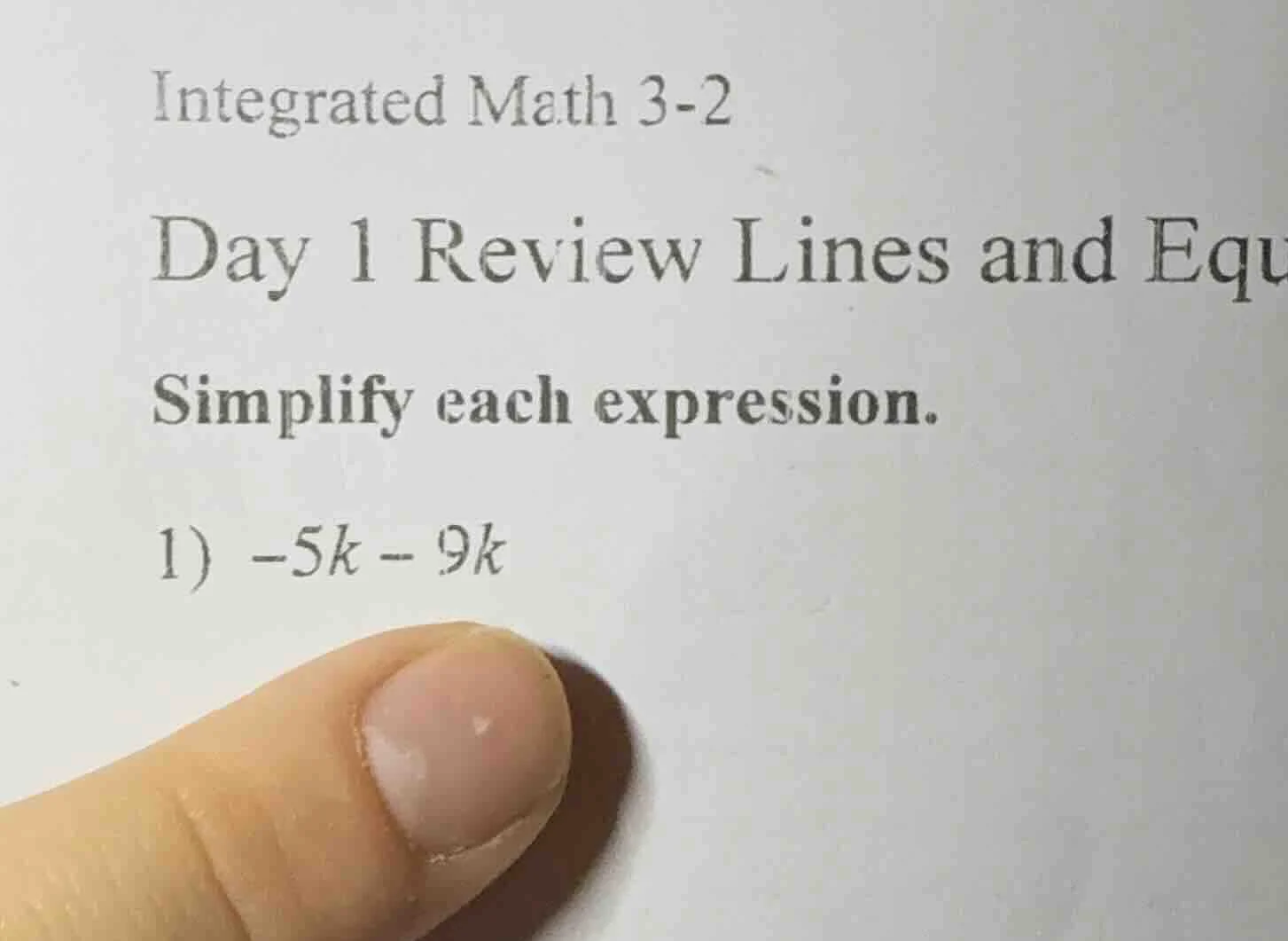 integrated math 3-2 day 1 review lines and equ simplify each expression…