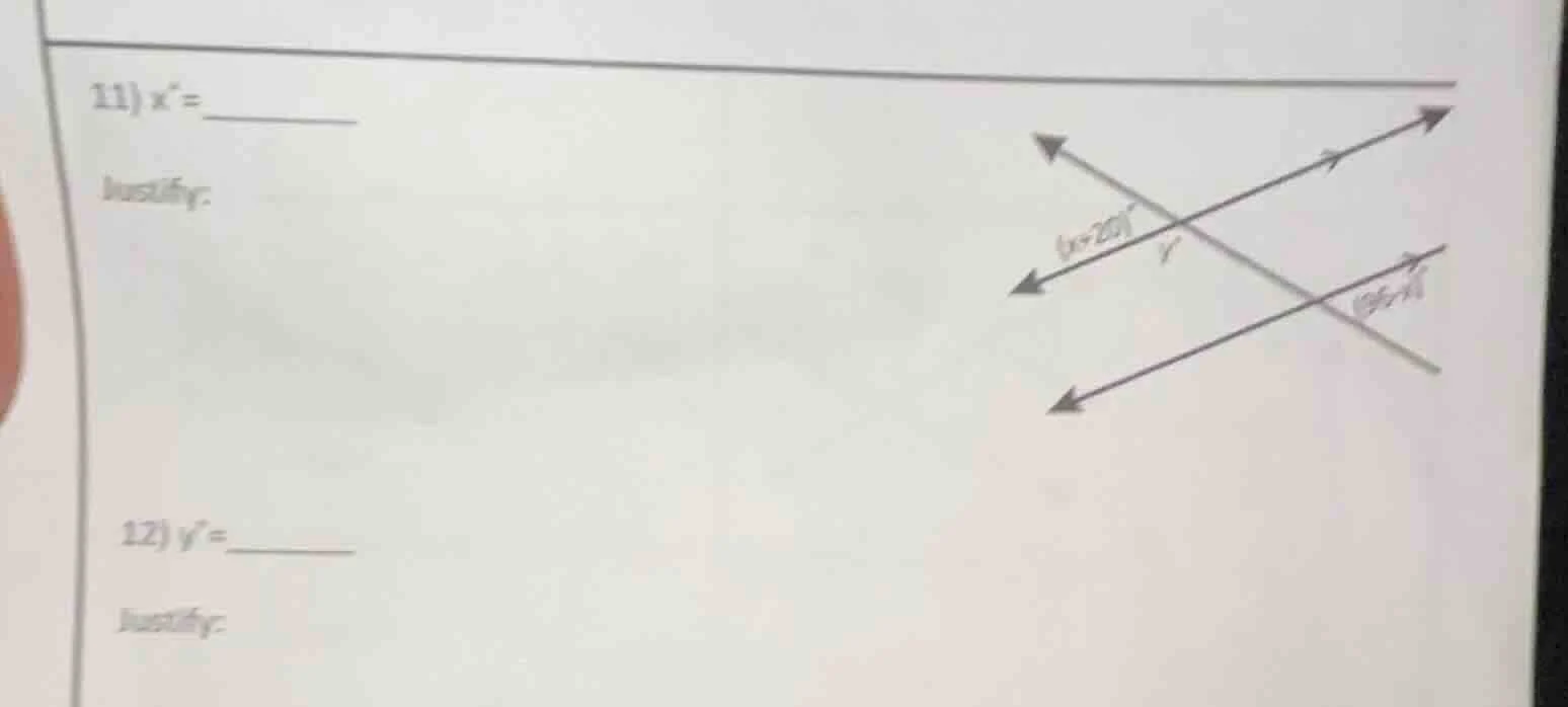 11) x = justify: 12) y = justify: (there is an image of intersecting li…