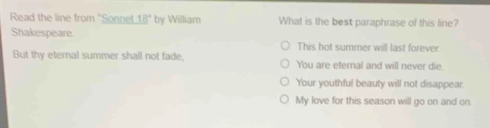 read the line from \sonnet 18\ by william shakespeare. but thy eternal …
