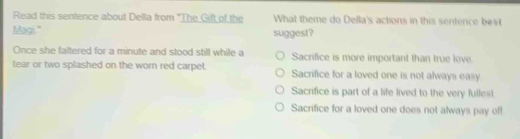 read this sentence about della from \the gift of the magi.\ once she fa…