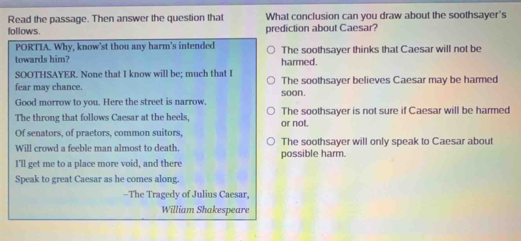 read the passage. then answer the question that follows. portia. why, k…