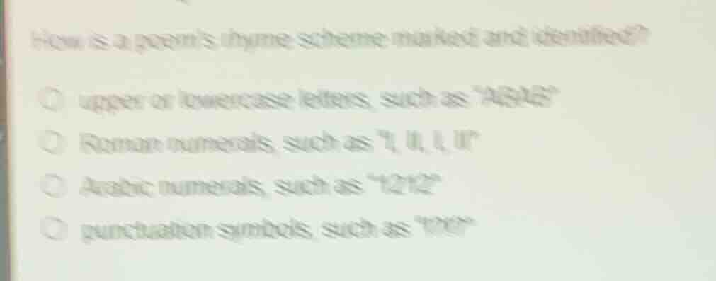 how is a poems rhyme scheme marked and identified? upper or lowercase l…