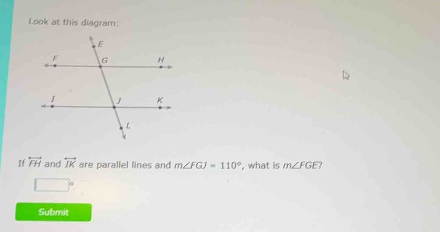 look at this diagram: diagram showing two parallel horizontal lines fh …
