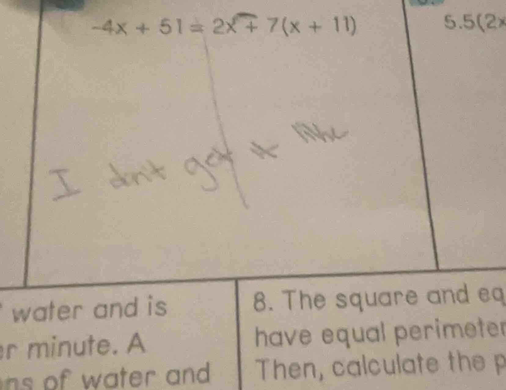 -4x + 51 = 2x + 7(x + 11)