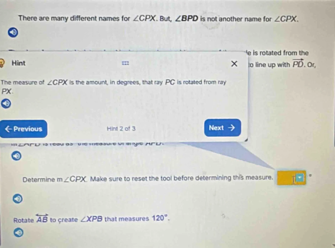 there are many different names for ∠cpx. but, ∠bpd is not another name …