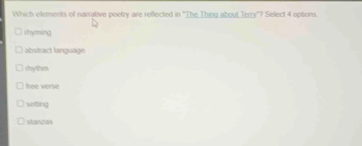 which elements of narrative poetry are reflected in \the thing about te…