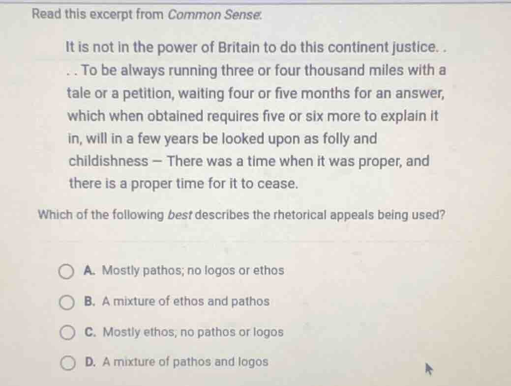 read this excerpt from common sense. it is not in the power of britain …