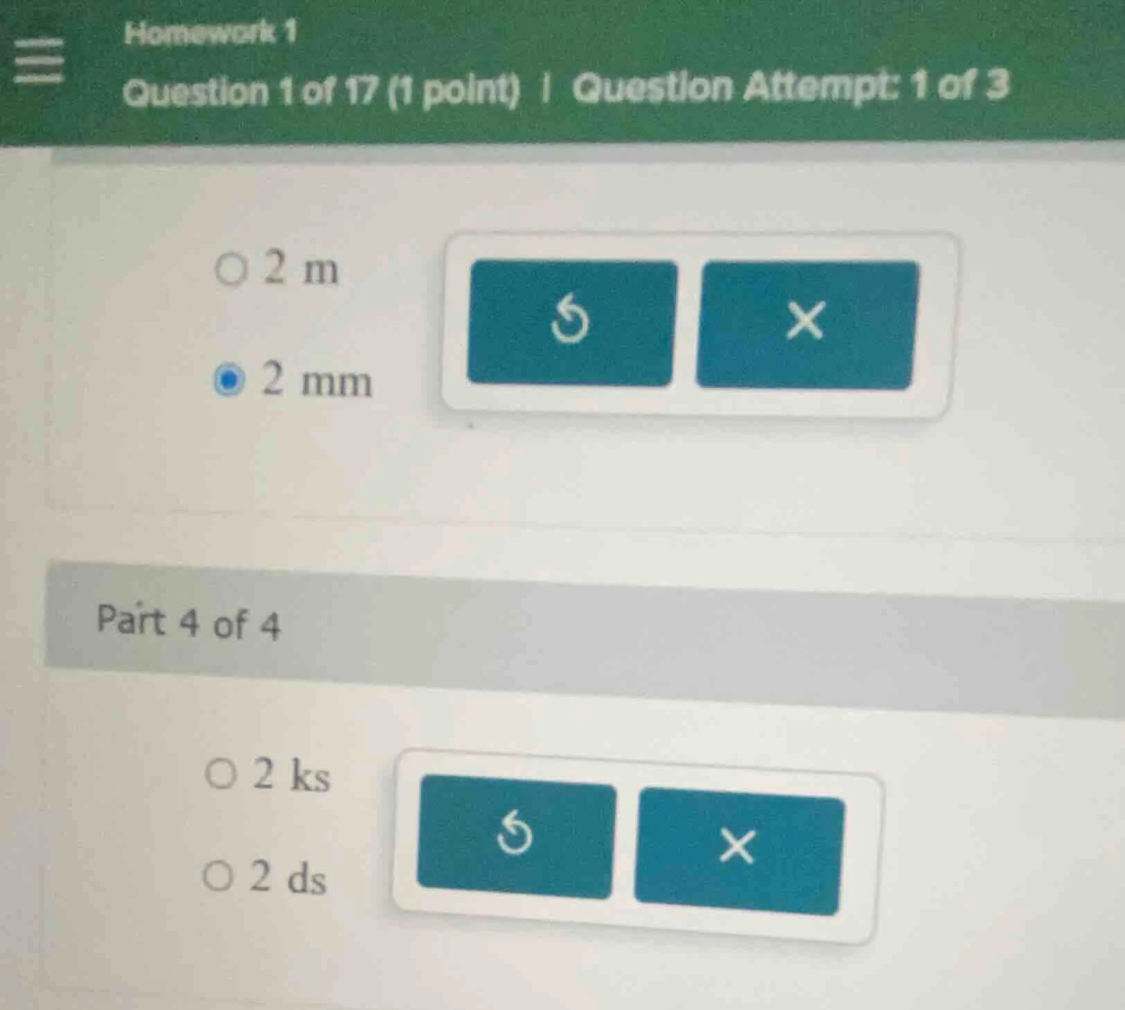 homework 1 question 1 of 17 (1 point) | question attempt: 1 of 3 ○ 2 m …