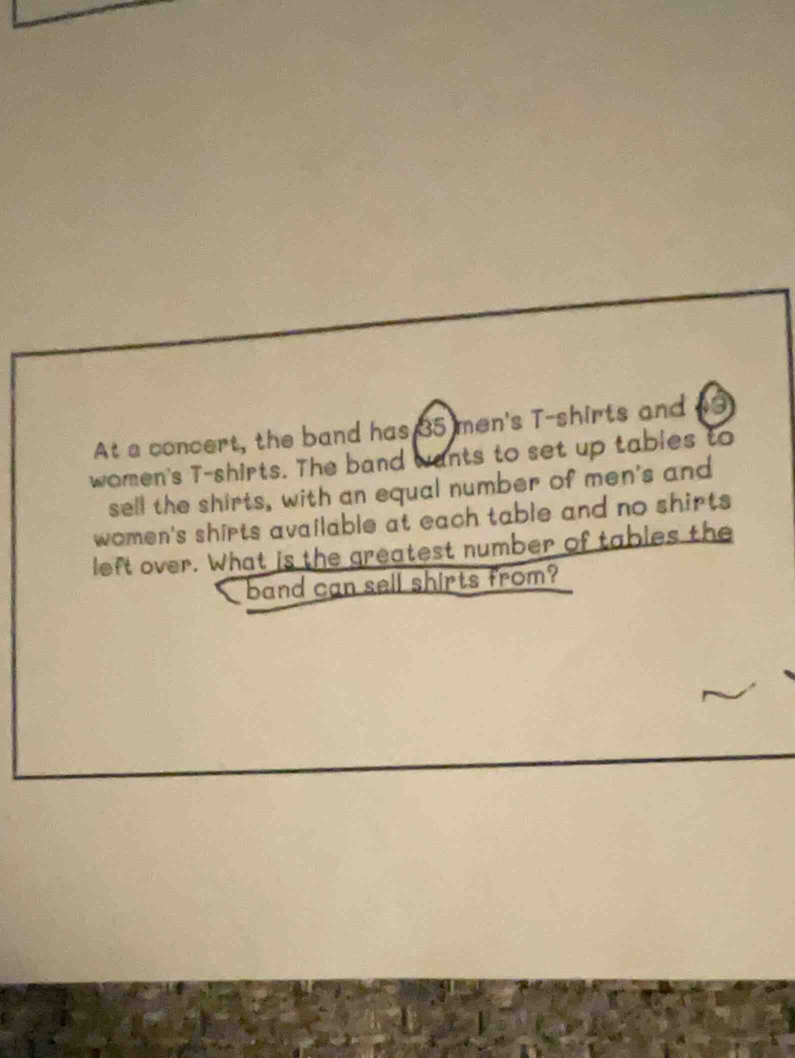 at a concert, the band has 35 mens t - shirts and 49 womens t - shirts.…