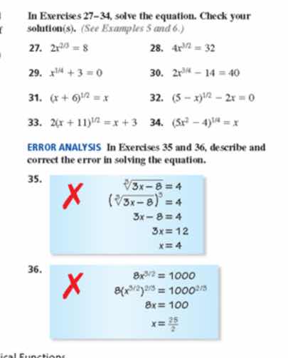 in exercises 27–34, solve the equation. check your solution(s). (see ex…