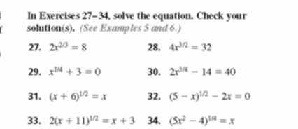 in exercises 27 - 34, solve the equation. check your solution(s). (see …