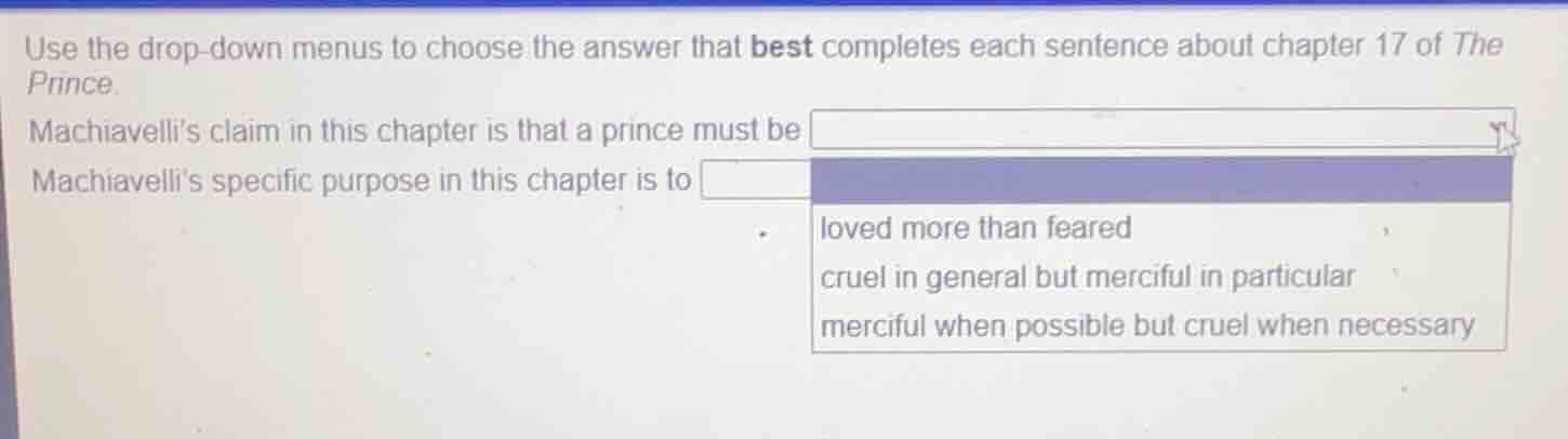use the drop - down menus to choose the answer that best completes each…