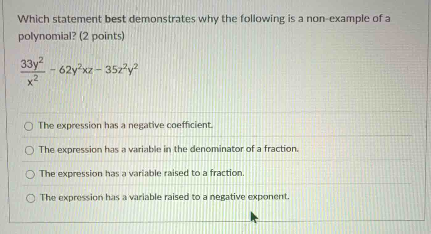 which statement best demonstrates why the following is a non - example …