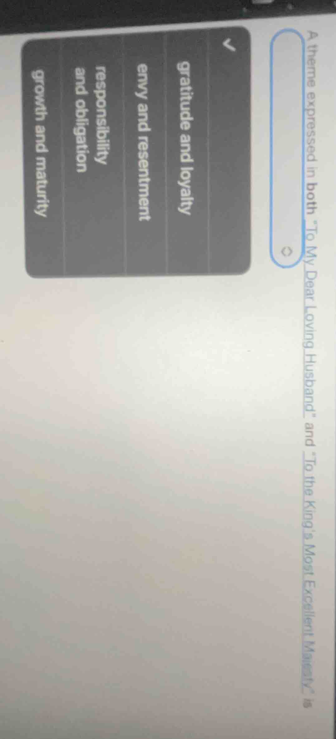 a theme expressed in both \to my dear loving husband\ and \to the king’…