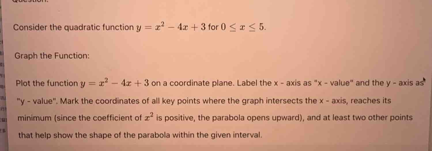 consider the quadratic function $y = x^2 - 4x + 3$ for $0 \\leq x \\leq…