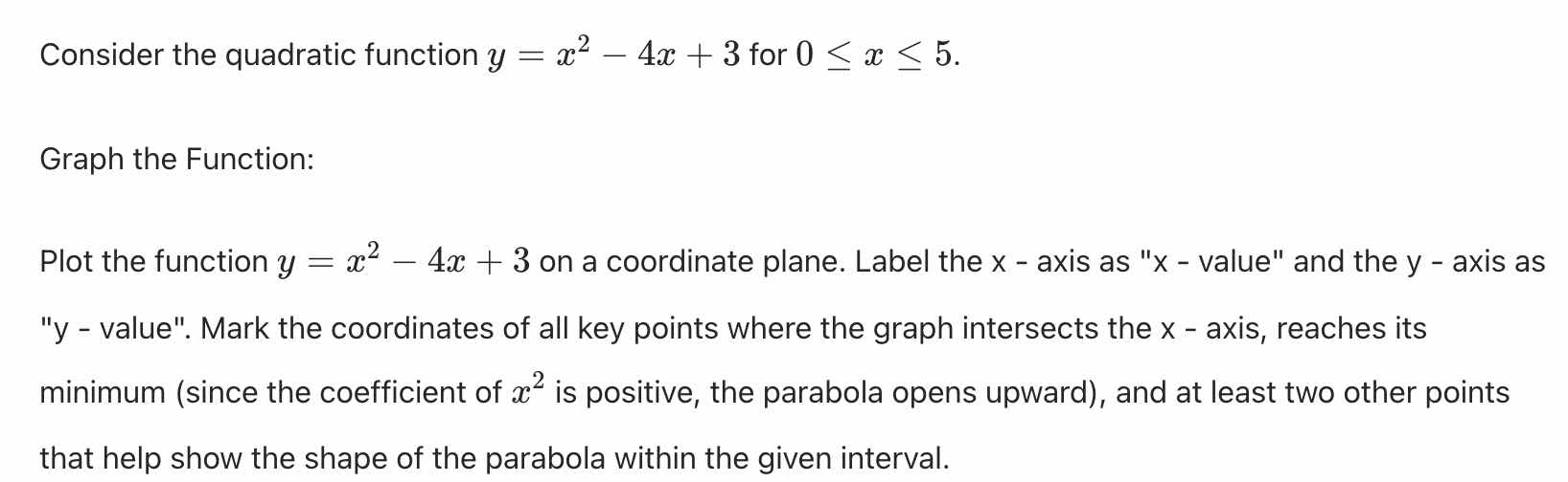 consider the quadratic function $y = x^2 - 4x + 3$ for $0 \\leq x \\leq…