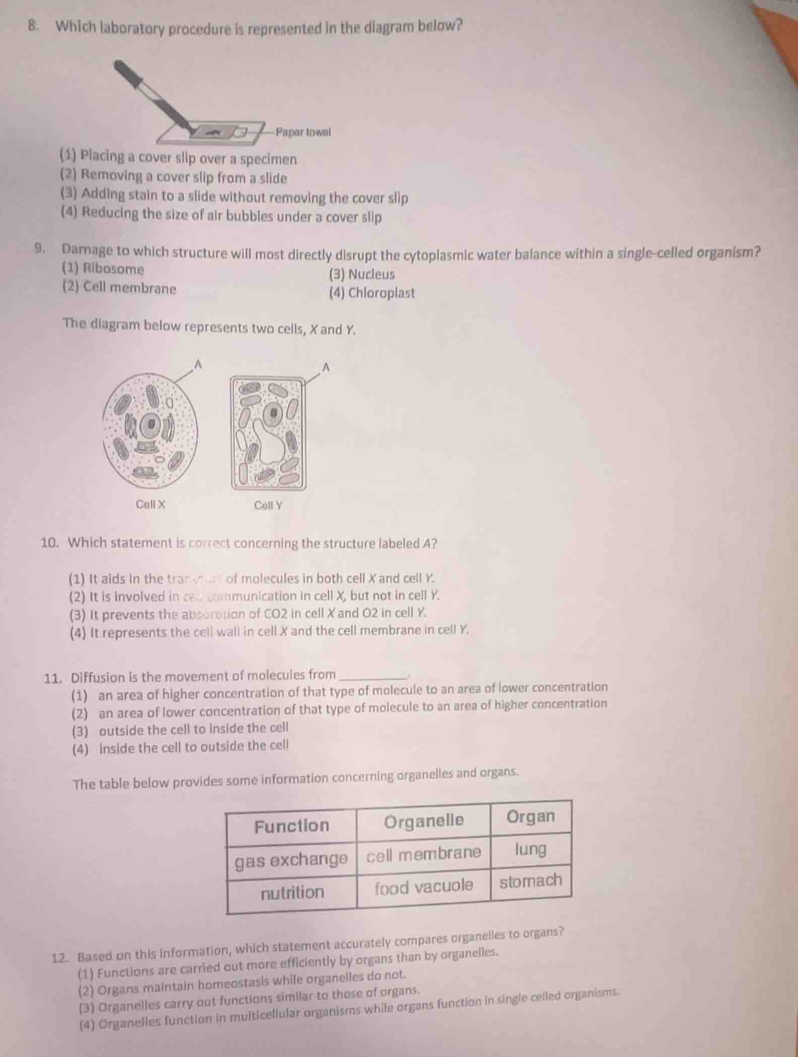 8. which laboratory procedure is represented in the diagram below? (1) …