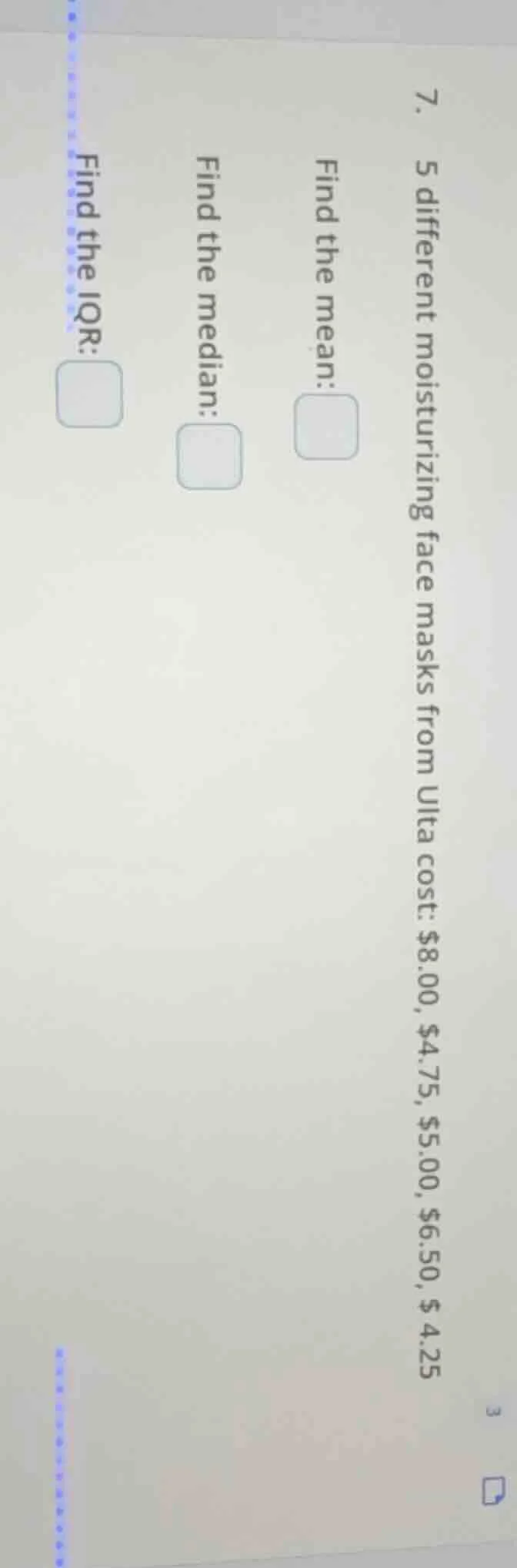 7. 5 different moisturizing face masks from ulta cost: $8.00, $4.75, $5…