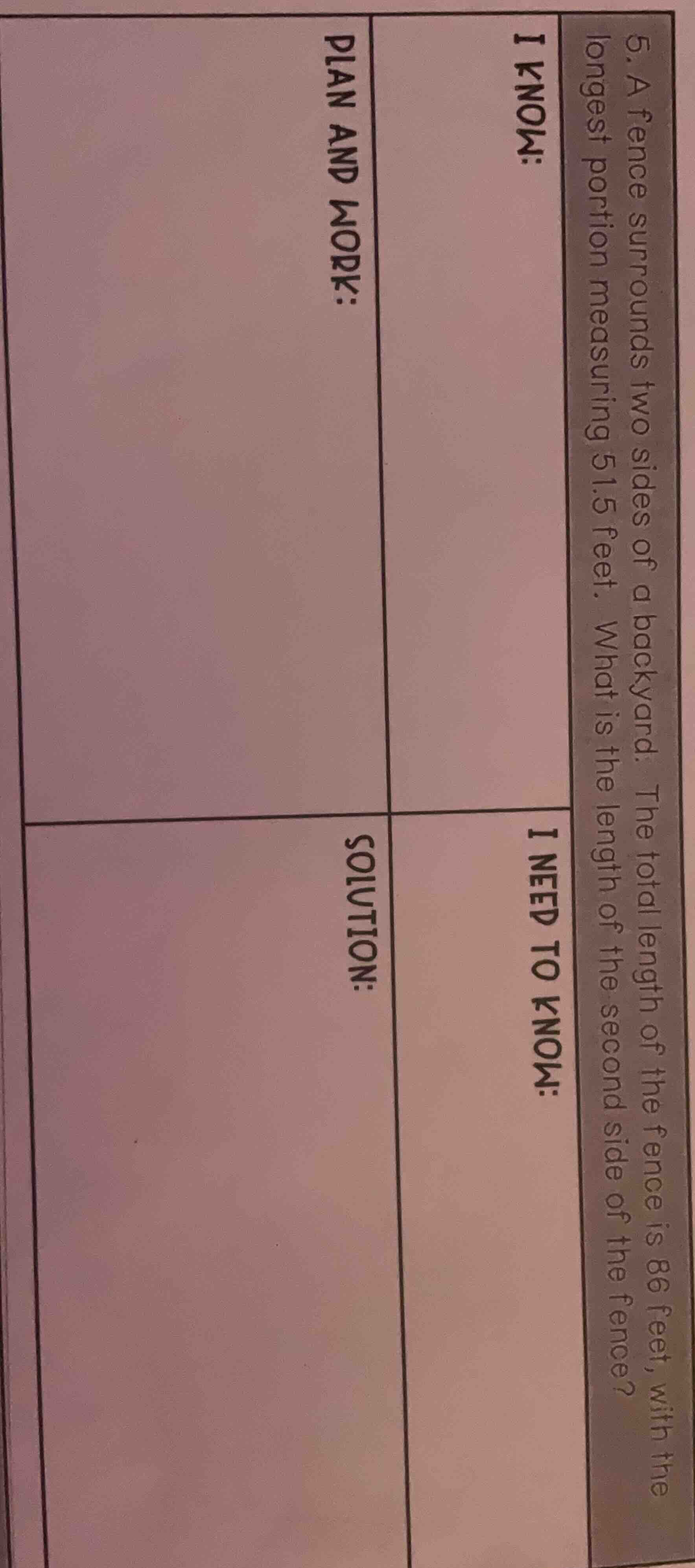 5. a fence surrounds two sides of a backyard. the total length of the f…