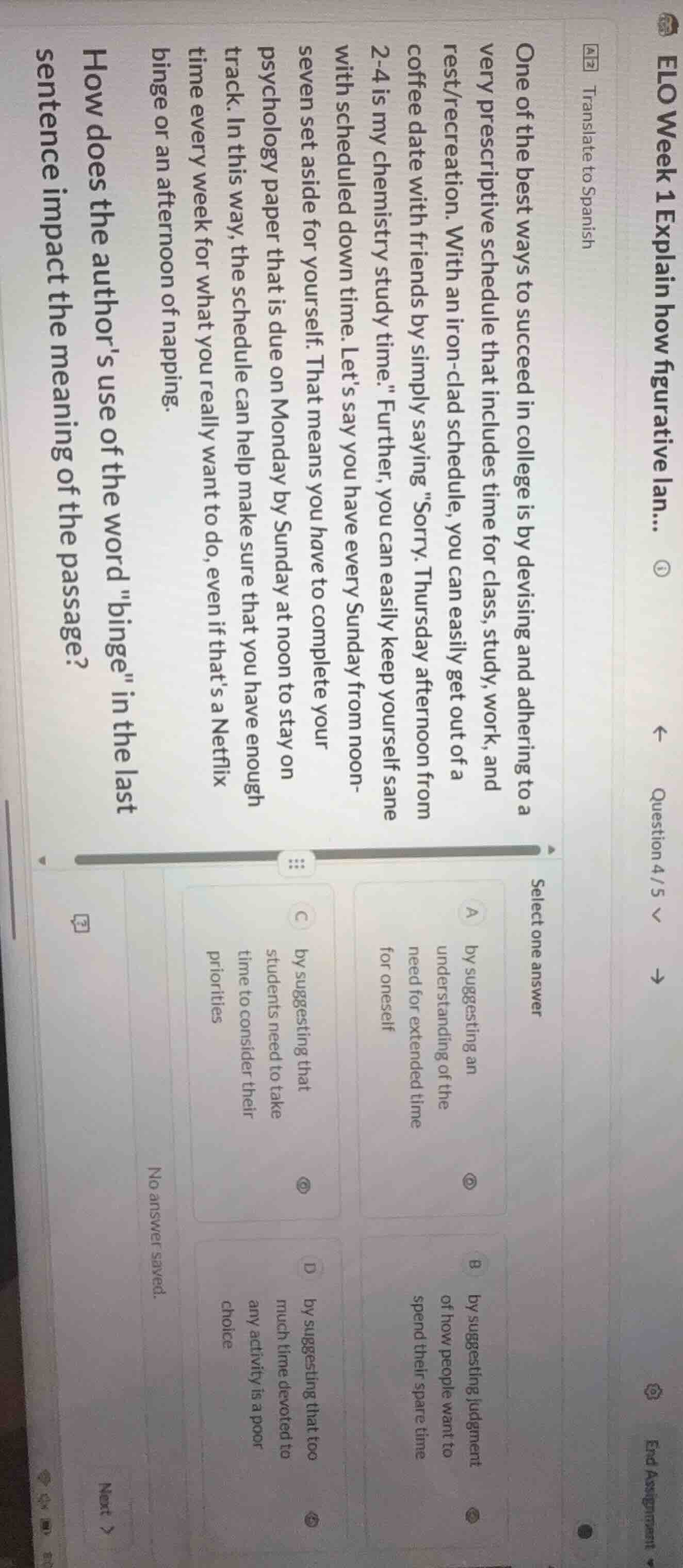 how does the author’s use of the word \binge\ in the last sentence impa…