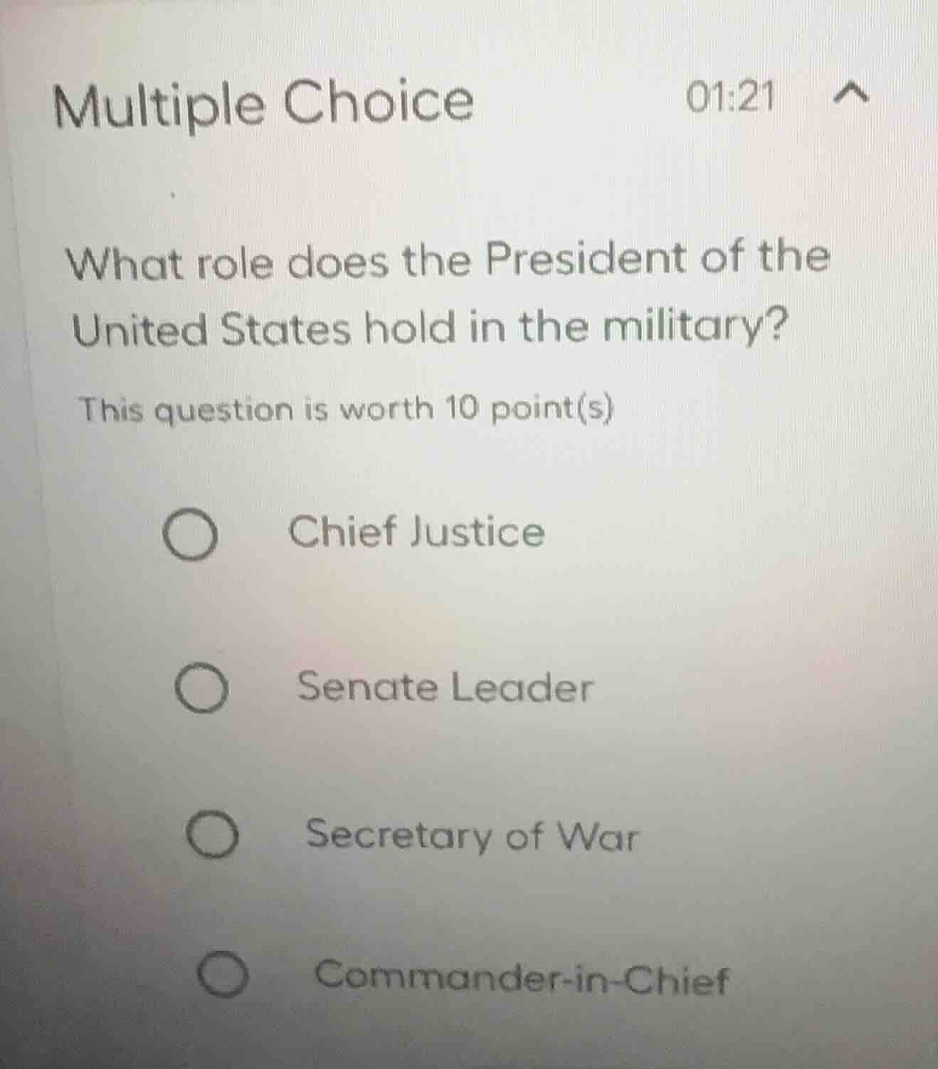 multiple choice what role does the president of the united states hold …