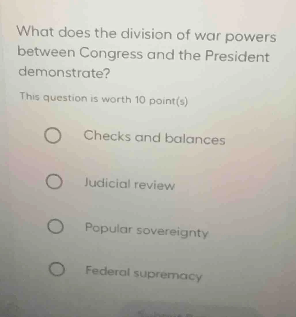what does the division of war powers between congress and the president…