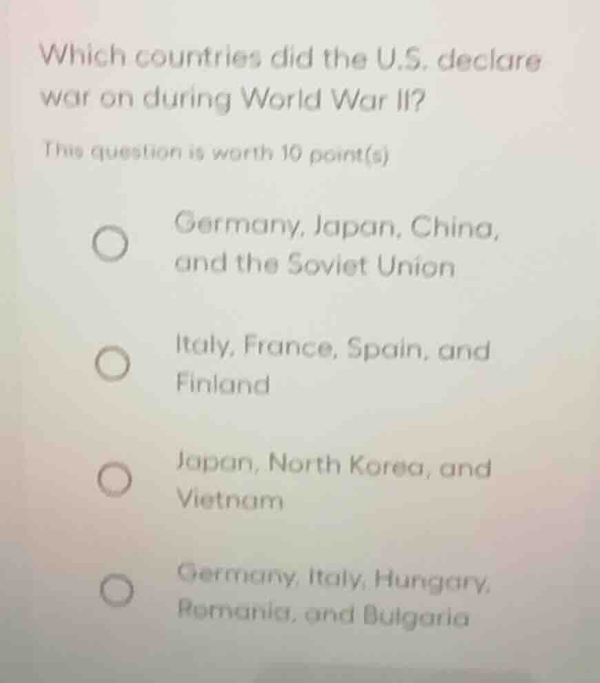 which countries did the u.s. declare war on during world war ii? this q…