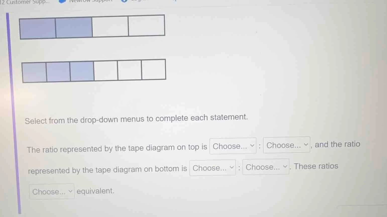 select from the drop-down menus to complete each statement. the ratio r…