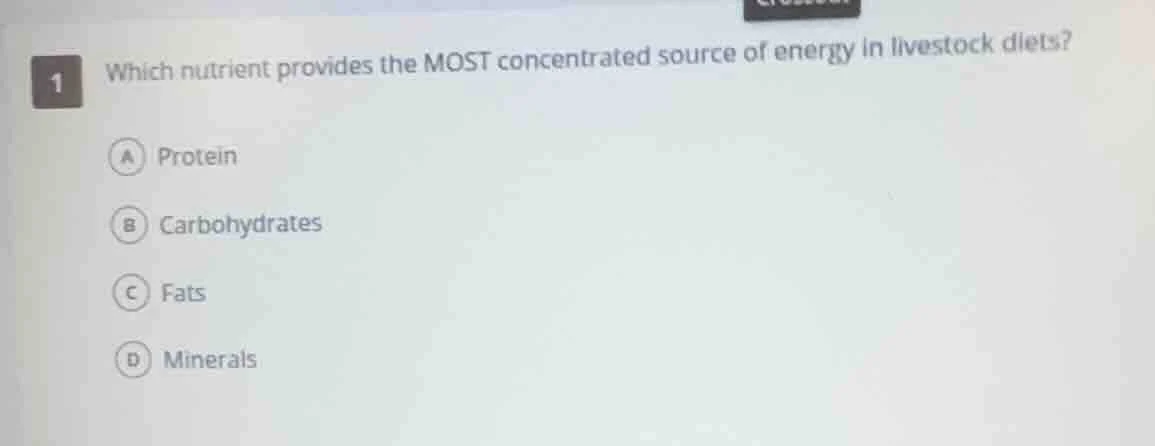 1 which nutrient provides the most concentrated source of energy in liv…