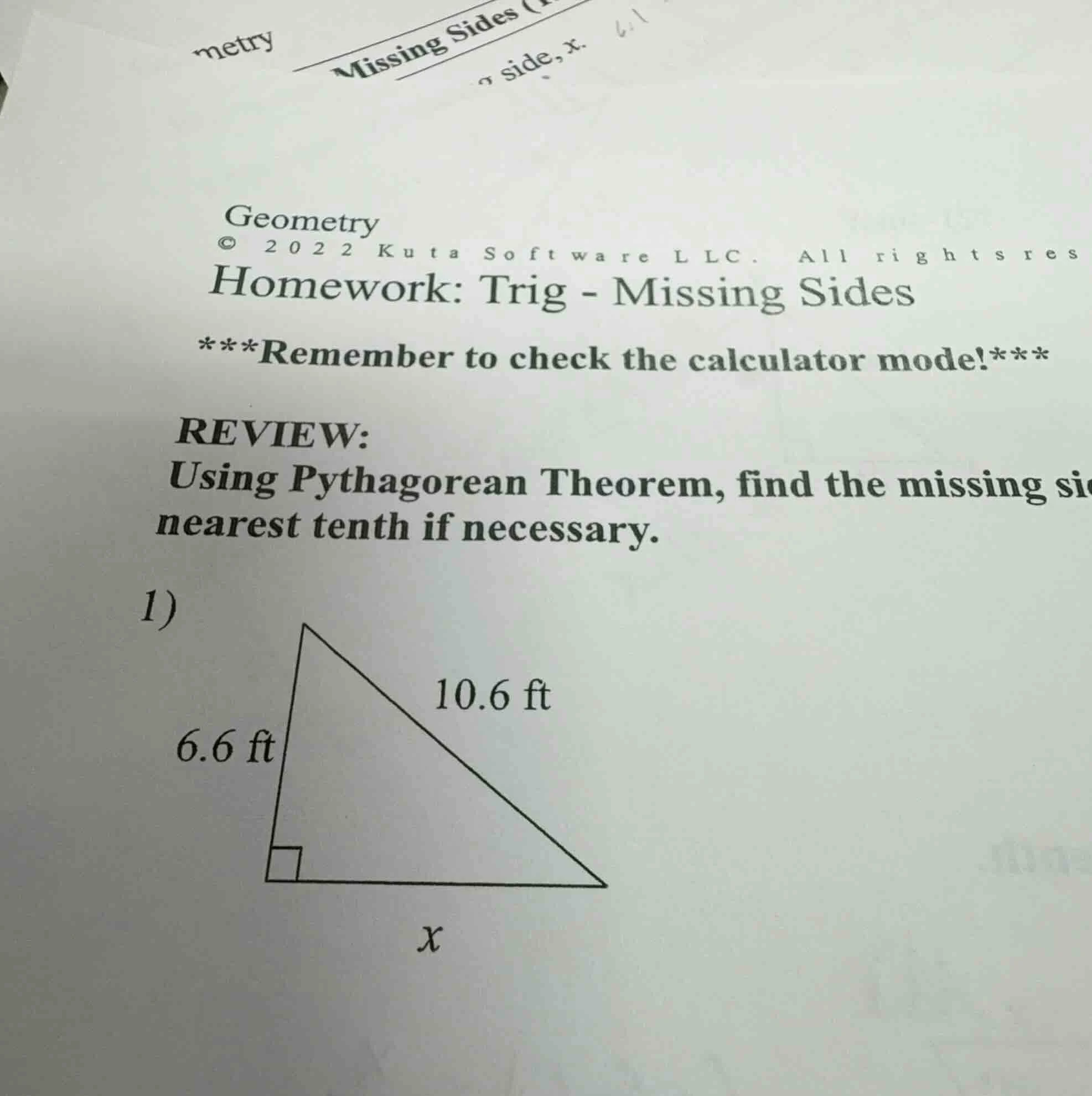 metry missing sides ( side, x. geometry © 2022 kuta software llc. all r…