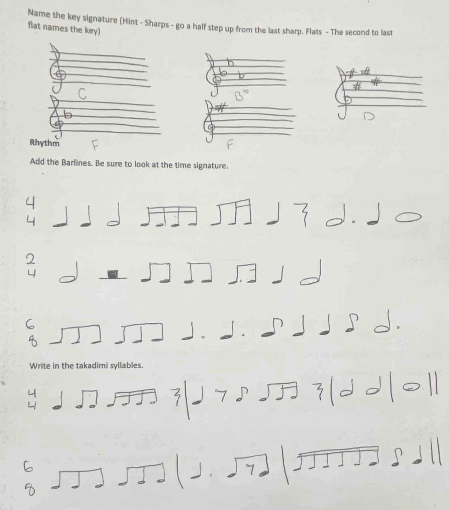 name the key signature (hint - sharps - go a half step up from the last…