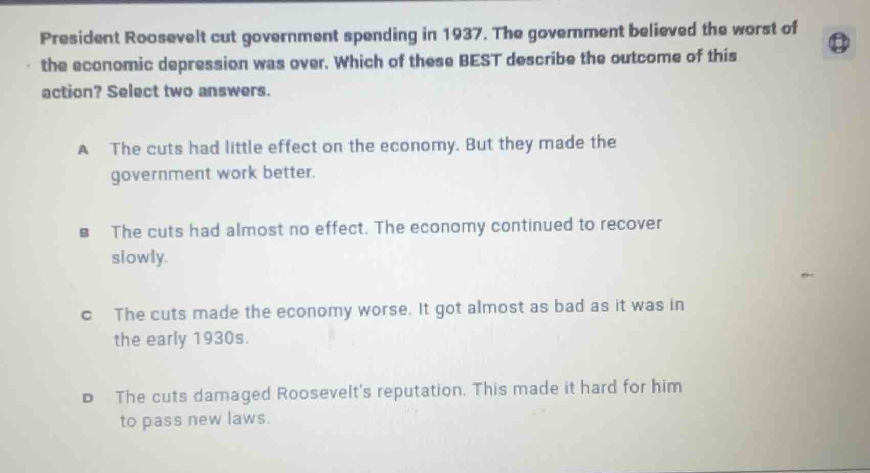president roosevelt cut government spending in 1937. the government bel…