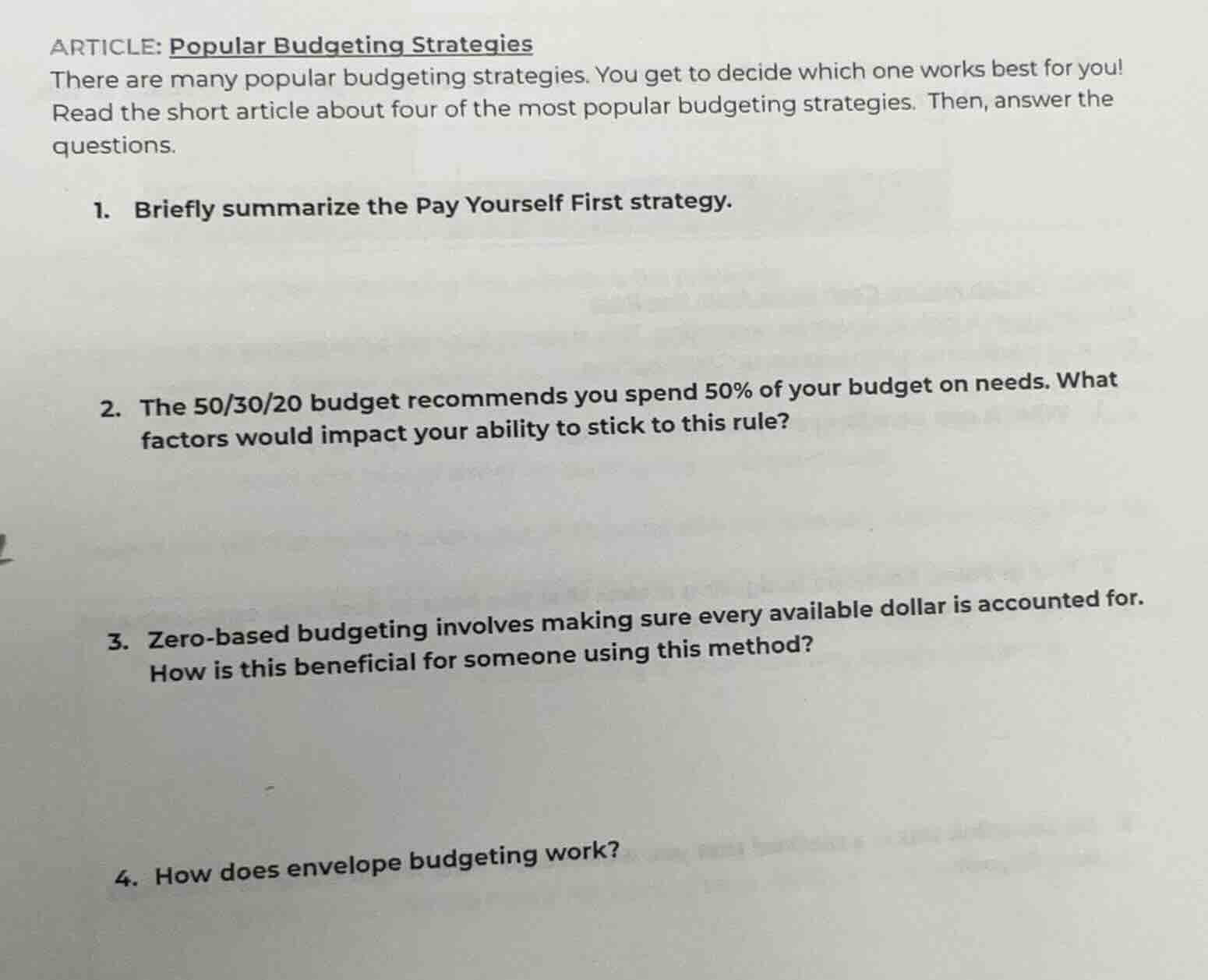 article: popular budgeting strategies there are many popular budgeting …