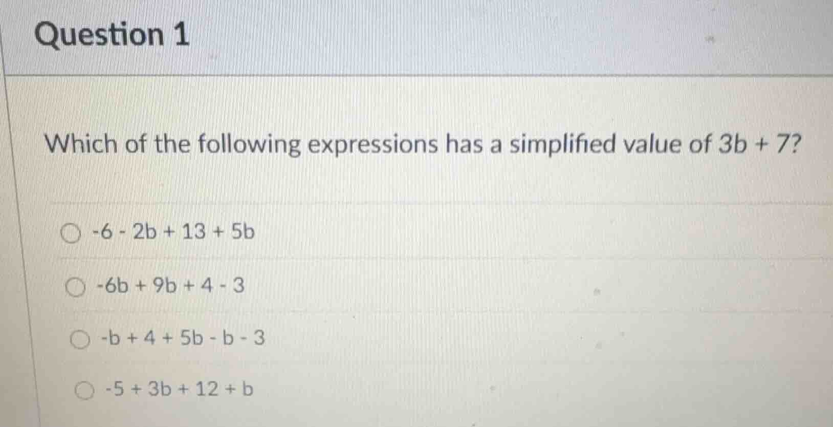 question 1 which of the following expressions has a simplified value of…