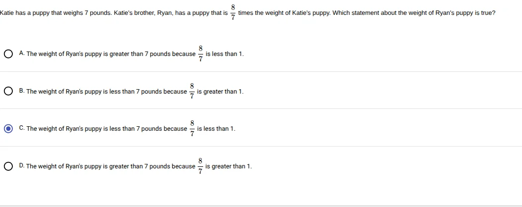 katie has a puppy that weighs 7 pounds. katies brother, ryan, has a pup…
