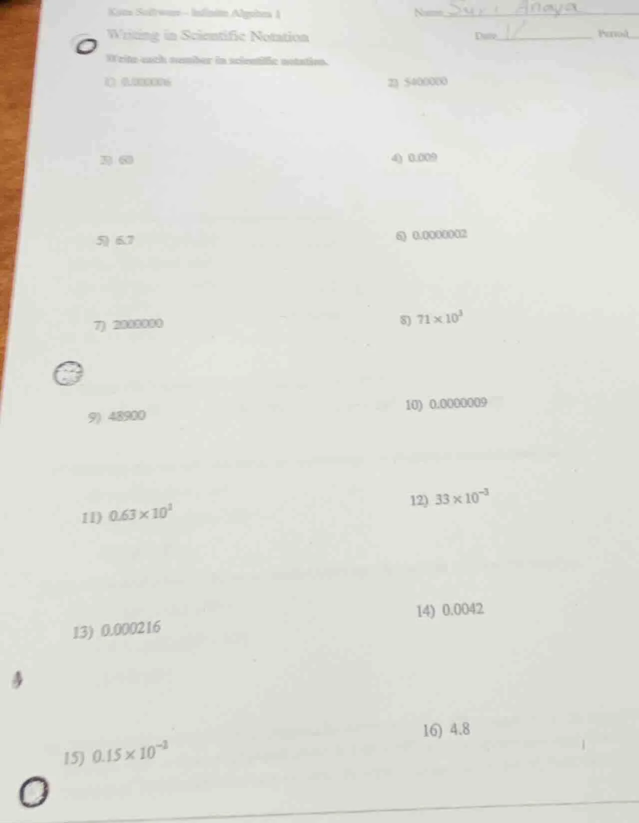 kuta software - infinite algebra 1 name writing in scientific notation …