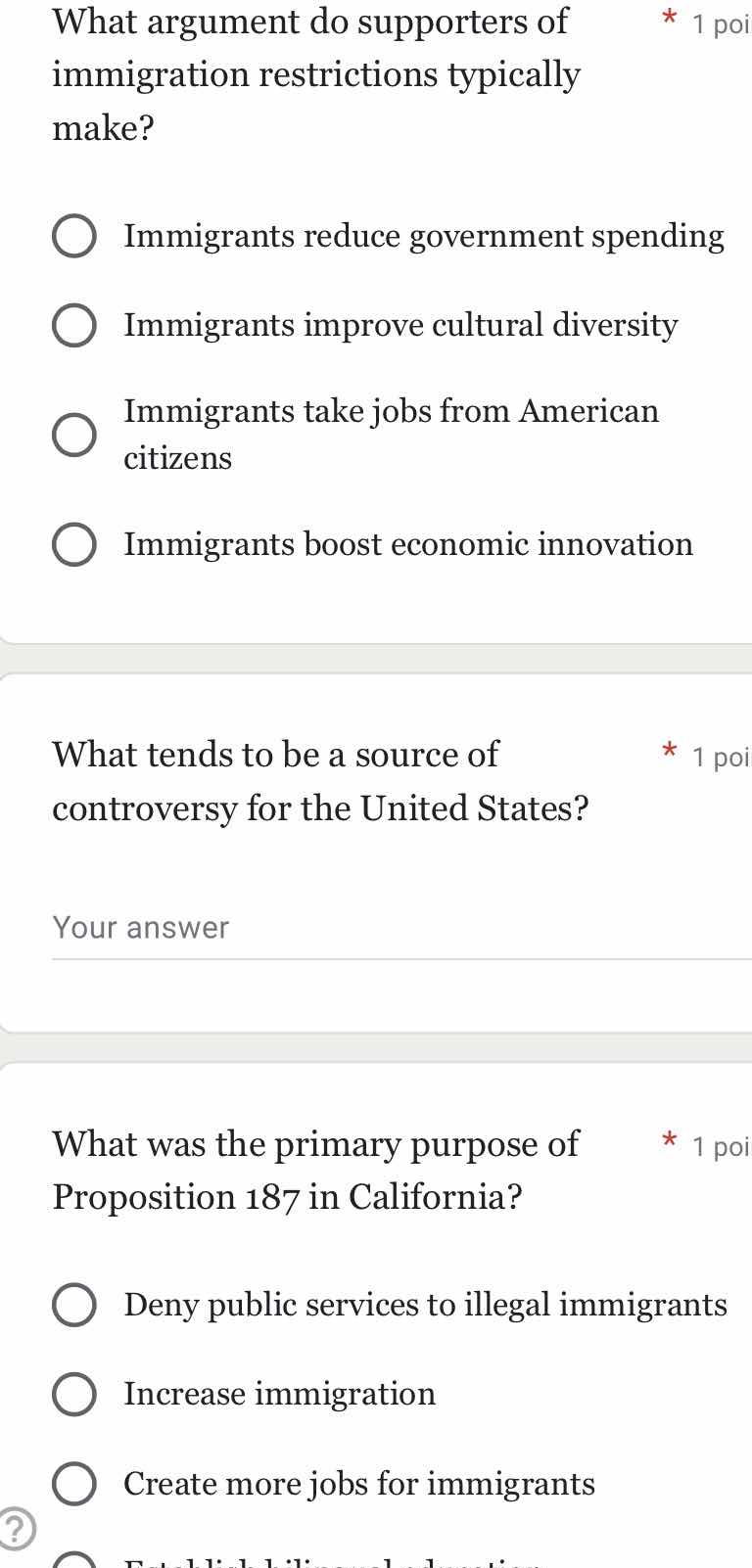 what argument do supporters of immigration restrictions typically make?…