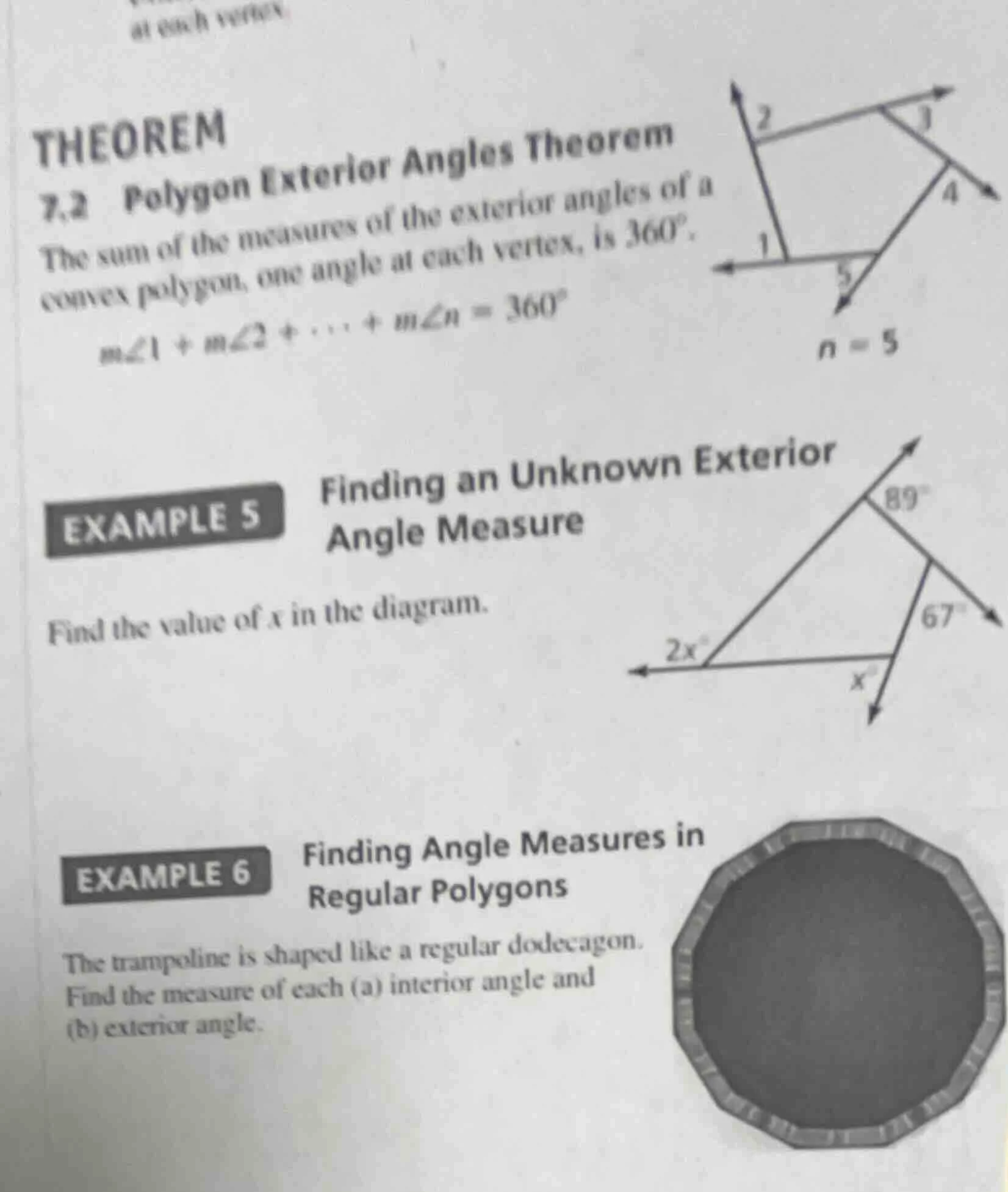 theorem 7.2 polygon exterior angles theorem the sum of the measures of …