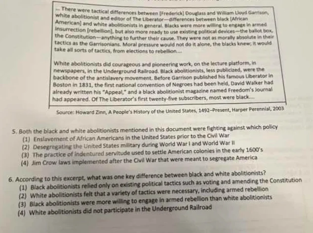 .. there were tactical differences between frederick douglass and willi…