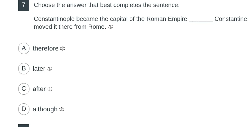 7 choose the answer that best completes the sentence. constantinople be…