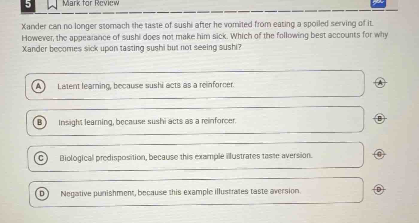 5 mark for review xander can no longer stomach the taste of sushi after…