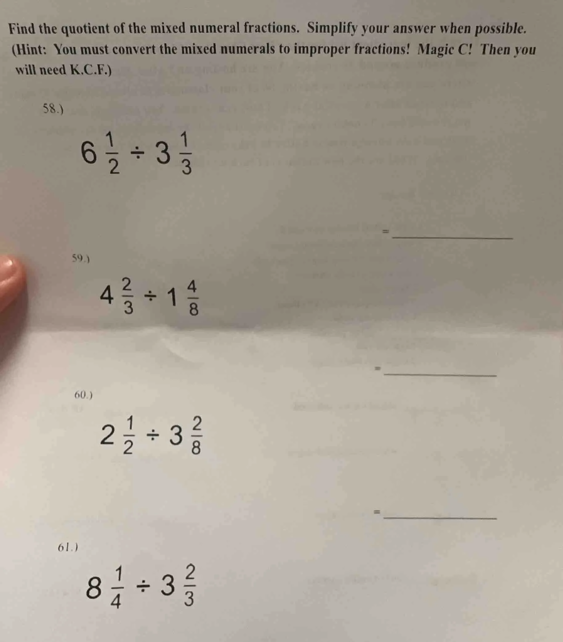 find the quotient of the mixed numeral fractions. simplify your answer …