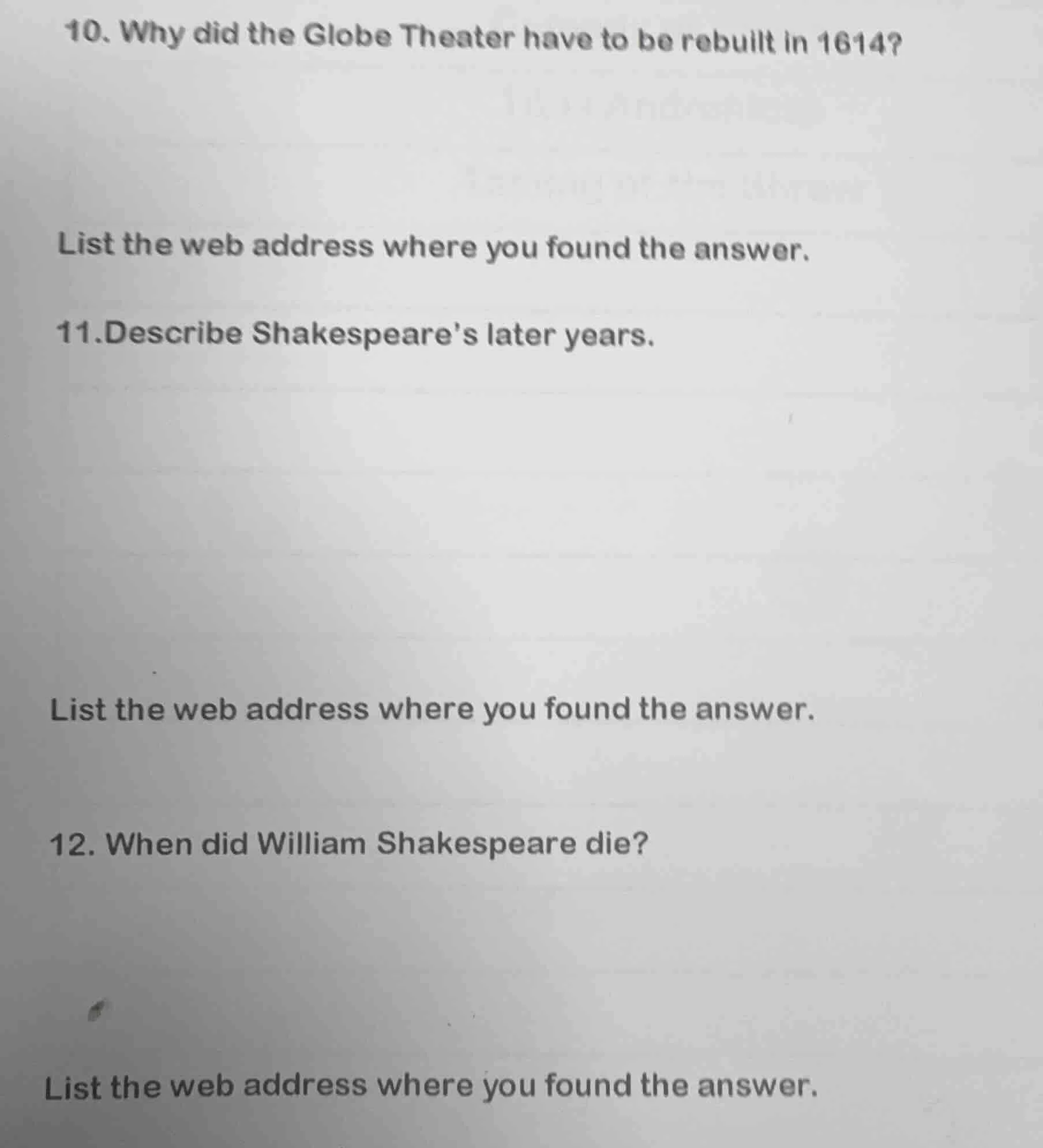 10. why did the globe theater have to be rebuilt in 1614? list the web …