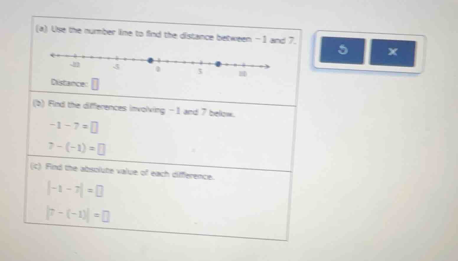 (a) use the number line to find the distance between -1 and 7. distance…
