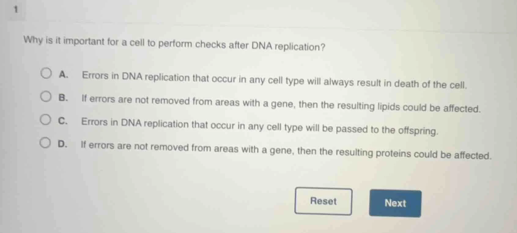 1 why is it important for a cell to perform checks after dna replicatio…