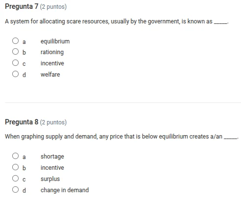 pregunta 7 (2 puntos) a system for allocating scare resources, usually …