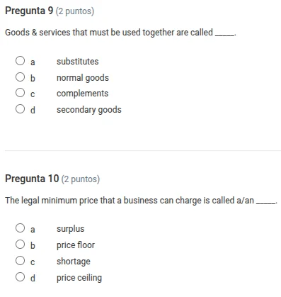 pregunta 9 (2 puntos) goods & services that must be used together are c…