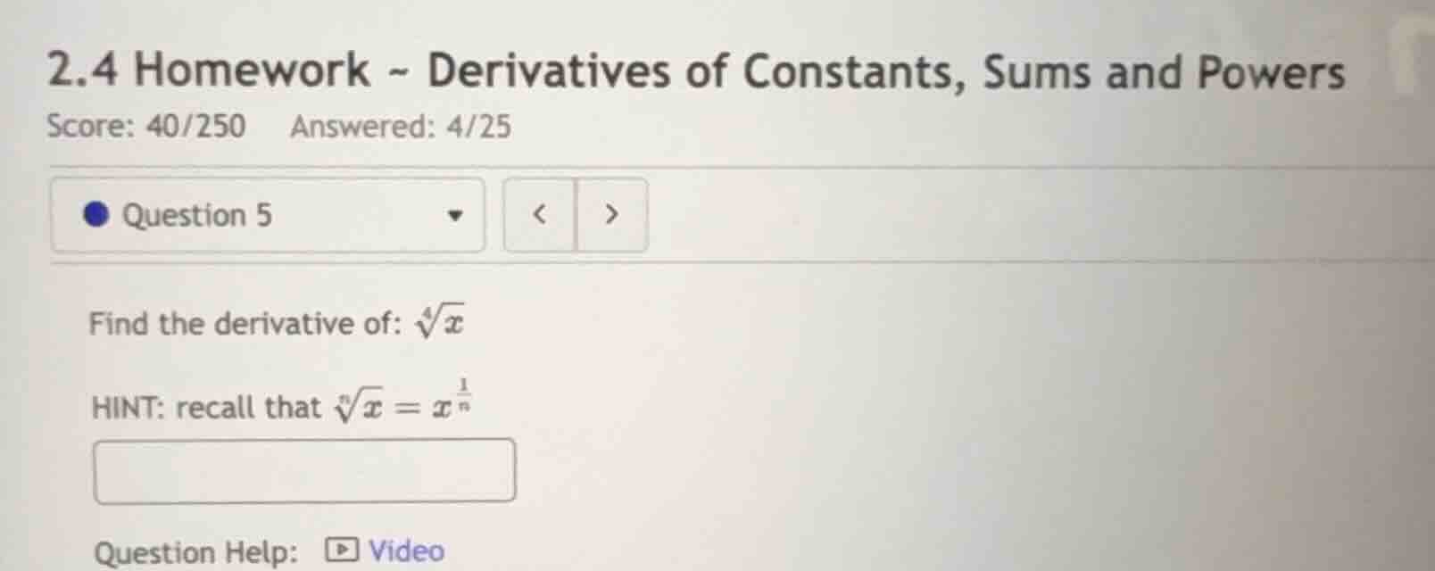 2.4 homework ~ derivatives of constants, sums and powers score: 40/250 …