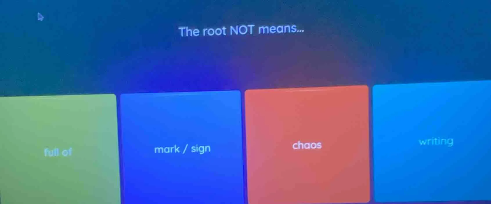 the root not means... full of mark / sign chaos writing