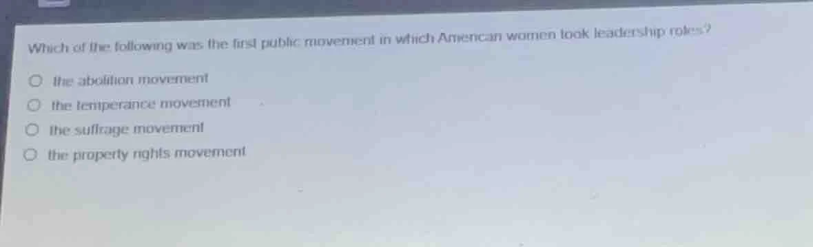 which of the following was the first public movement in which american …